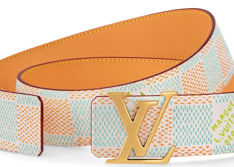 Order 路易威登 LV Initiales 40mm 雙面腰帶 Damier Heritage 白色