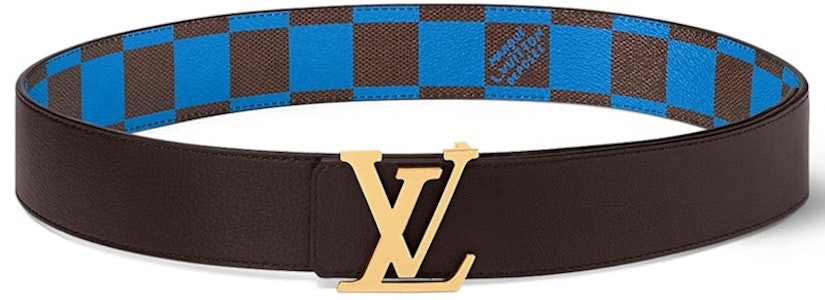 Sabuk Reversible Louis Vuitton LV Initiales 40mm Damier Pop Biru Order Sabuk Reversible Louis Vuitton LV Initiales 40mm Damier Pop Biru