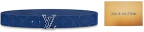 Order Louis Vuitton LV Initiales Reversible Leather Canvas Belt Blue 4cm Wide M0159