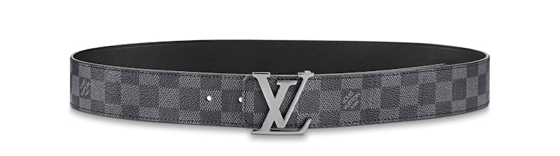 Louis Vuitton LV Initiales Silver Buckle Reversible Belt Damier Graphite 40mm Black Lining