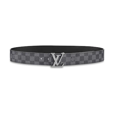 Louis Vuitton LV Initiales Silver Buckle Reversible Belt Damier Graphite 40mm Black Lining