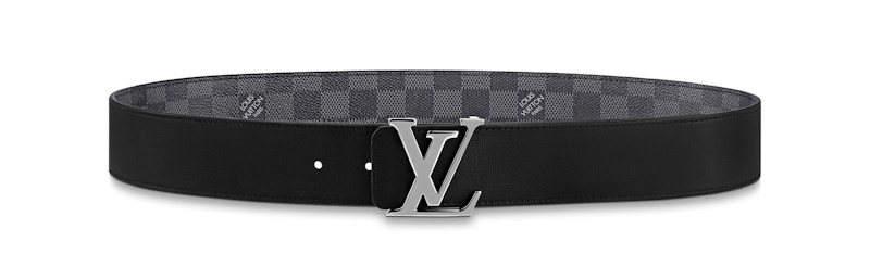 Louis Vuitton LV Initiales Silver Buckle Reversible Belt Damier Graphite 40mm Black Lining 圖 2