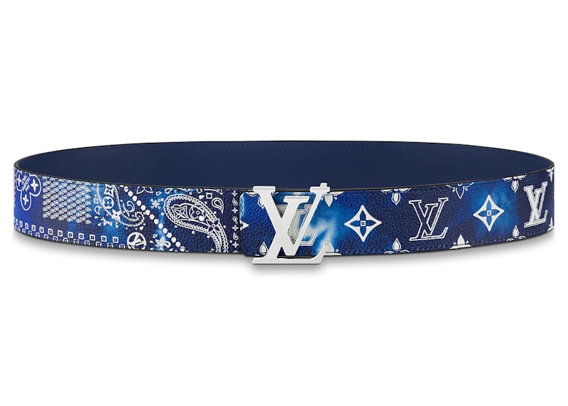 Louis Vuitton LV Initials MNG Bandana 40MM Reversible Belt Blue