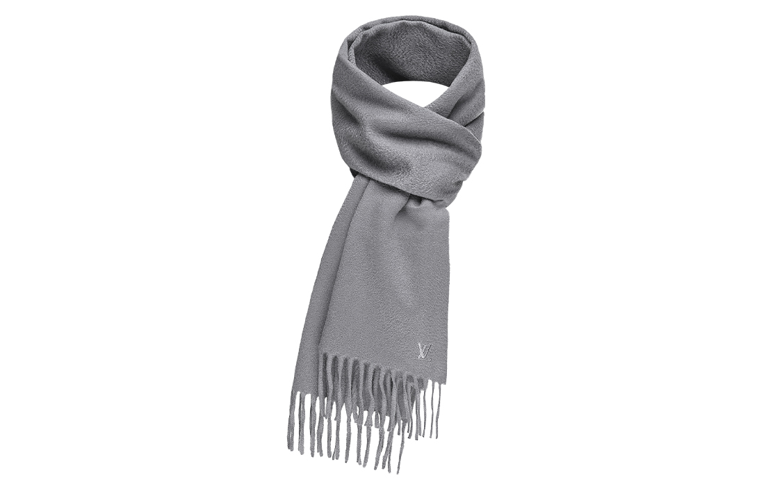 Louis Vuitton LV Jhelam Monogram Tassel Wool Scarf Unisex - Light Grey. M75364