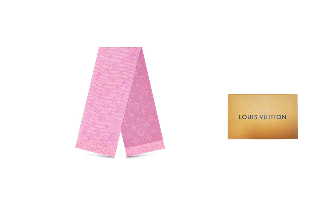 Louis Vuitton LV Logomania Pink Wool Scarf M73659 圖 2