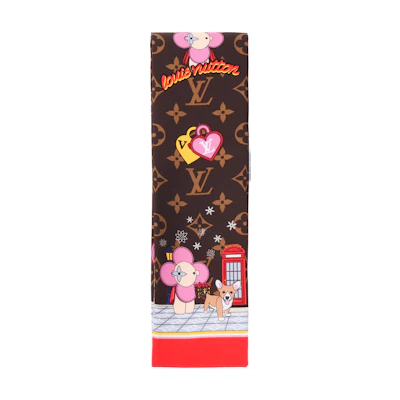 Louis Vuitton LV London Xmas Brown Silk Headband Scarf - Christmas Collection. M00489