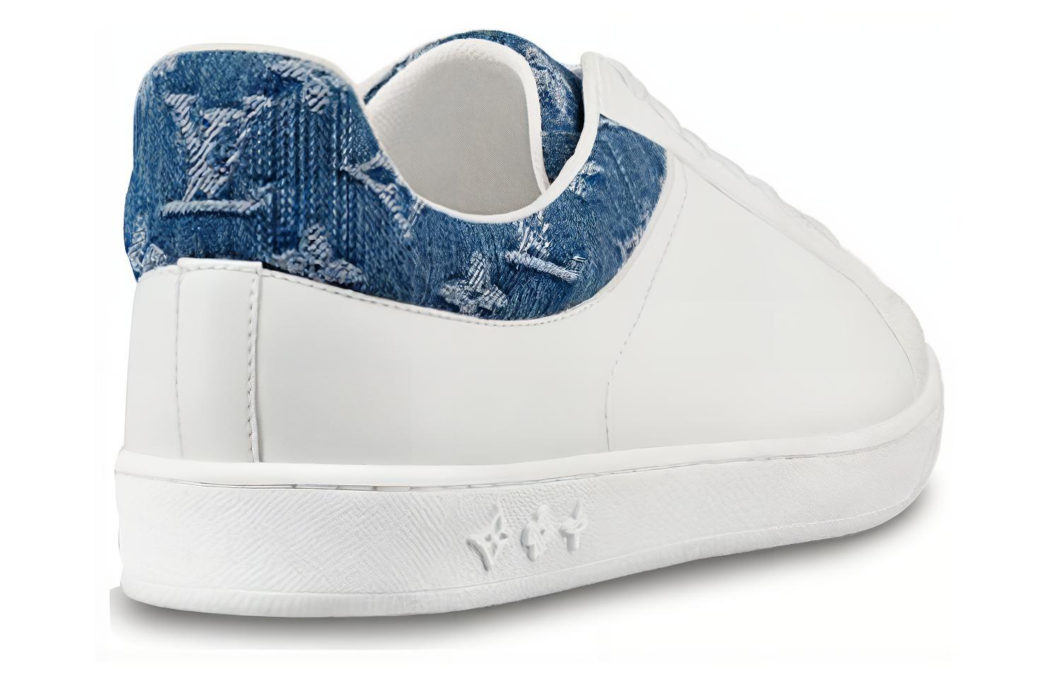 Lookbook Louis Vuitton LV Luxembourg Sneakers 'Putih dengan Monogram Denim Biru' 1A45TA
