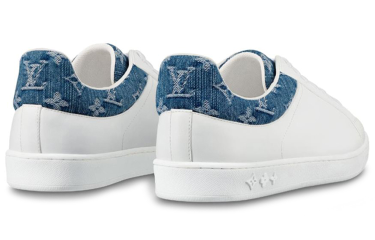 Shop Louis Vuitton LV Luxembourg Sneaker ''Weiß mit Blauem Denim-Monogramm'' 1A45TA