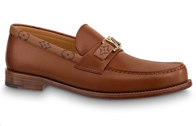 Order LVメジャーローファー 茶 モノグラム襟付き 1AA62W