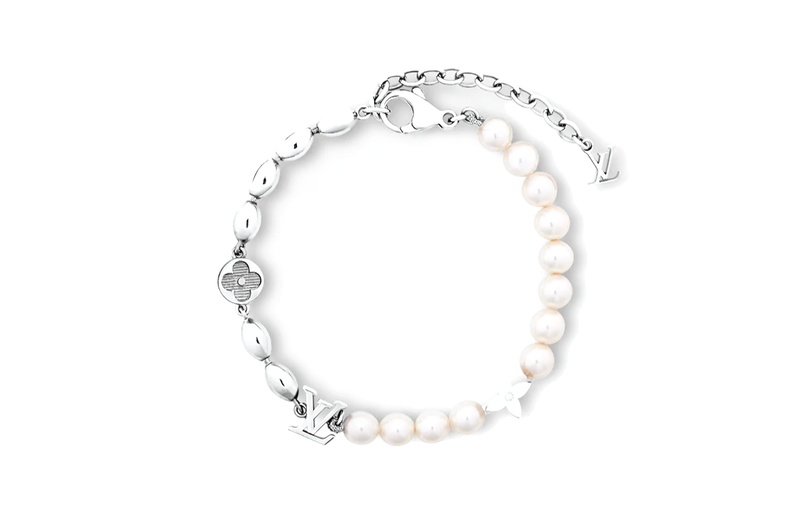 LOUIS VUITTON LV Monogram Brass Glass Bracelet White  Accessory. m1556a 圖 2