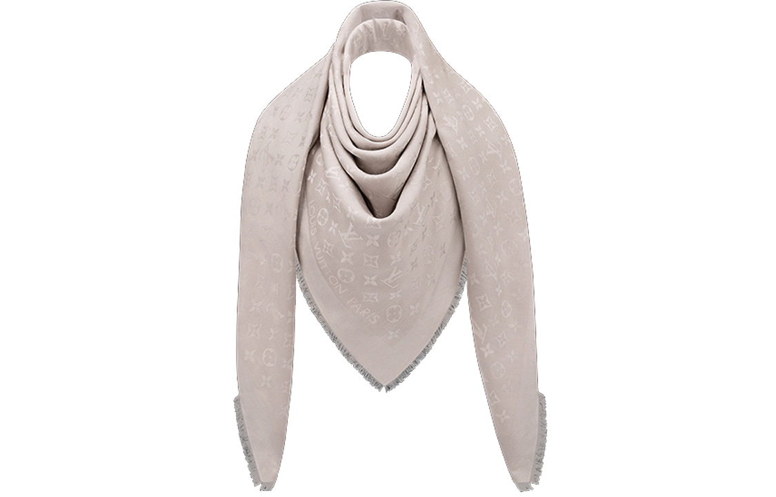 LOUIS VUITTON LV Monogram Classic Pattern Shawl Grey M71336