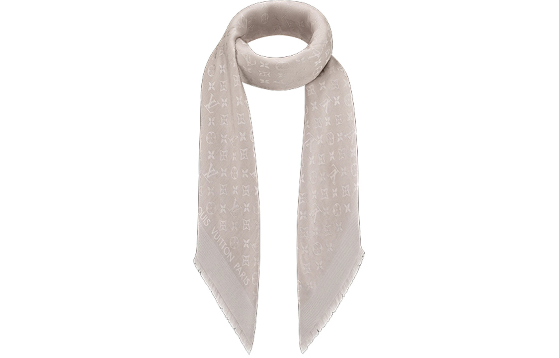 Shop LOUIS VUITTON Selendang Corak Monogram Klasik Kelabu M71336