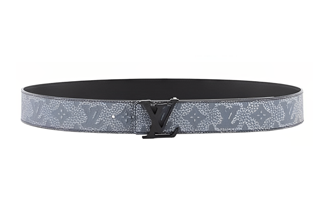 LOUIS VUITTON LV Monogram Leather Belt  Black/Grey 4cm Wide Fall/Winter Edition M0573Q 圖 2