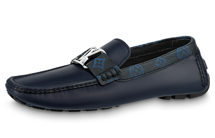 Louis Vuitton LV Monte Carlo Moccasin Shoes 'Navy with Monogram Collar' 1AANOW