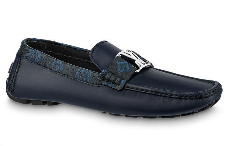 Order Louis Vuitton LV Monte Carlo Moccasin Kasut 'Navy dengan Monogram Kolar' 1AANOW