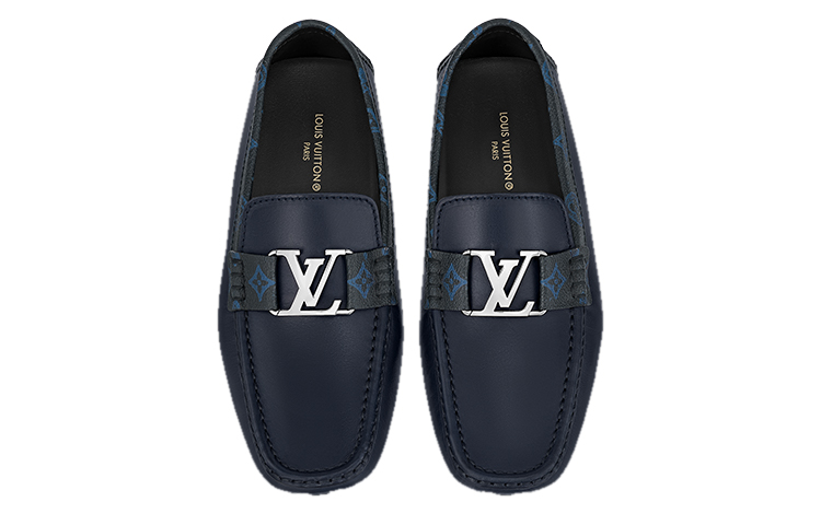 Lookbook Louis Vuitton LV Monte Carlo Moccasin Kasut 'Navy dengan Monogram Kolar' 1AANOW