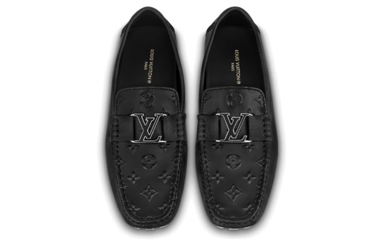 Lookbook Sepatu Louis Vuitton LV Monte Carlo Moccasins 'Hitam dengan Top Monogram' 1AASH8
