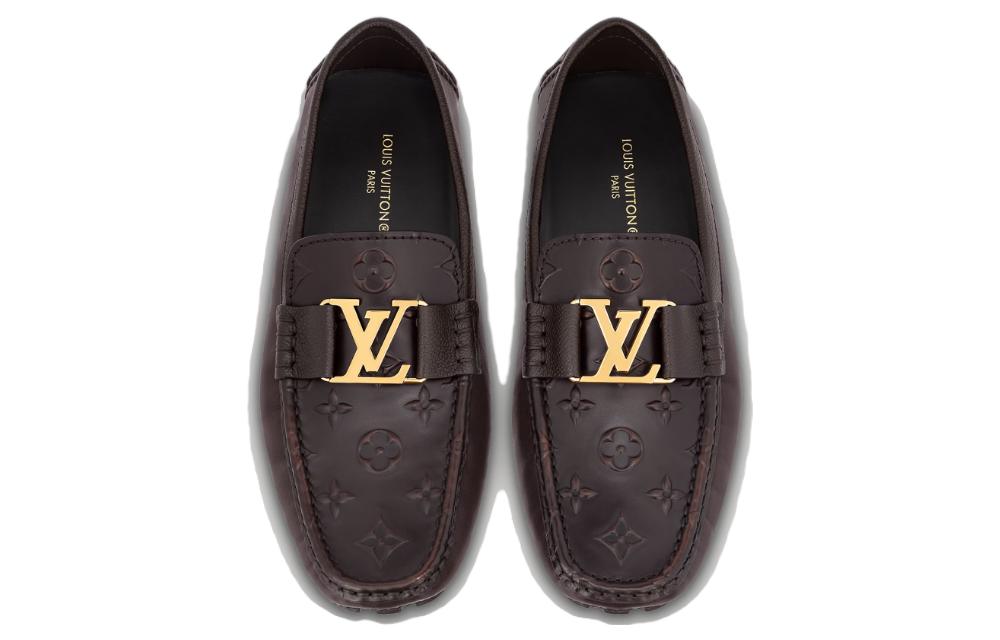 Shop LOUIS VUITTON 套腳圓頭樂福鞋 男款 摩卡