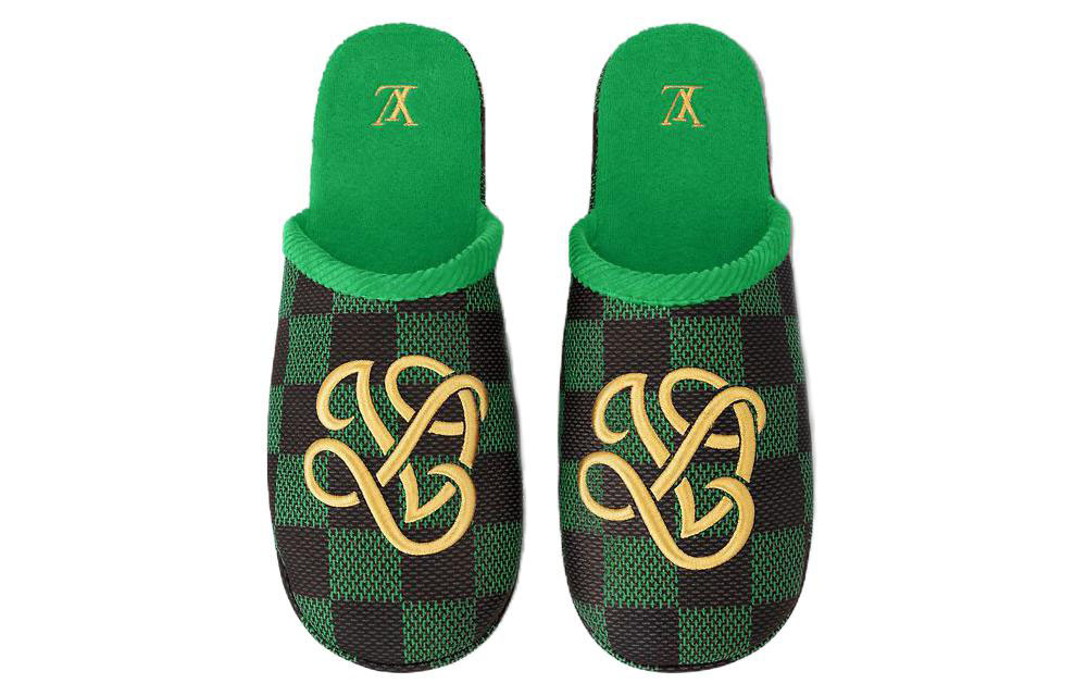 Shop Louis Vuitton LV Palace Ciabatte Damier Pop Verde 1ACN7F