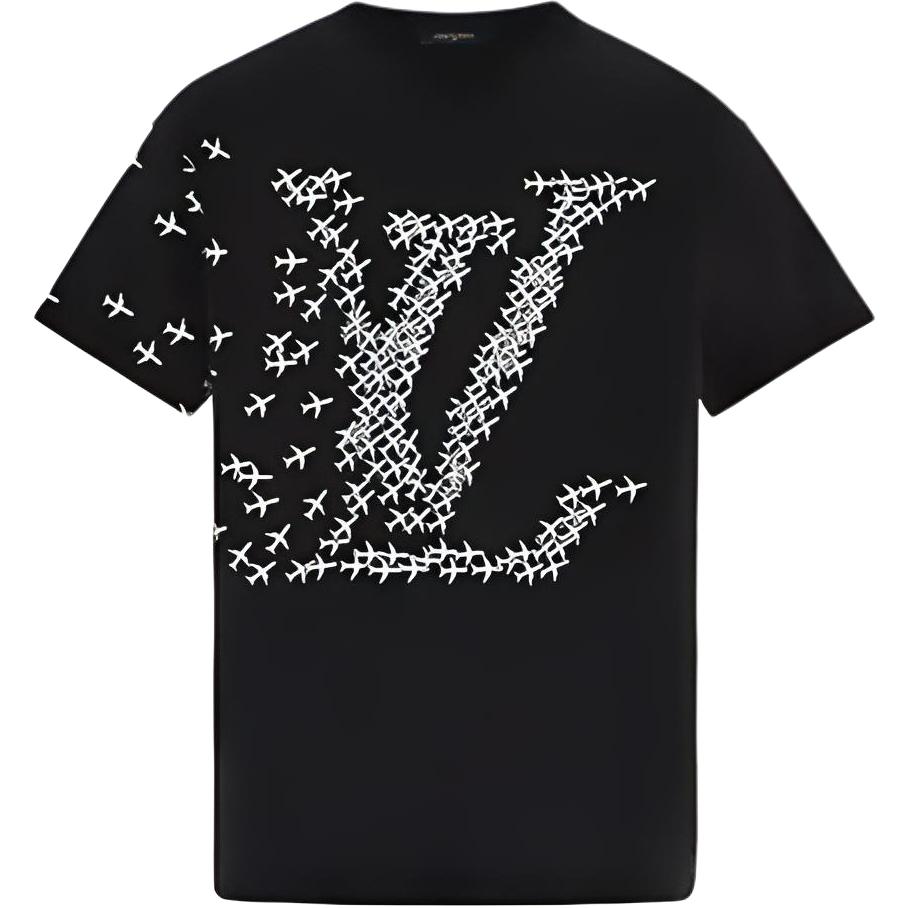 Louis Vuitton LV Planes Printed Short Sleeve T-Shirt Black 1A5WE