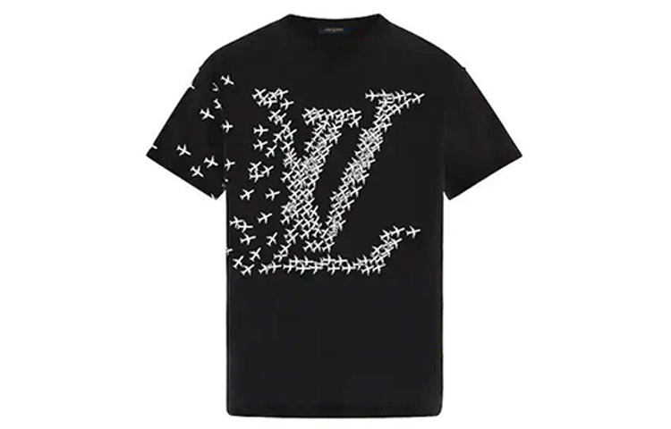 Louis Vuitton LV Planes Printed Short Sleeve T-Shirt Black 1A5WE 圖 2