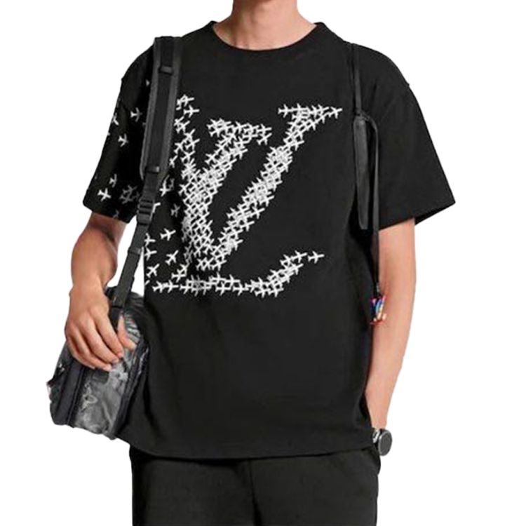 Louis Vuitton LV Planes Printed Short Sleeve T-Shirt Black 1A5WE 圖 4