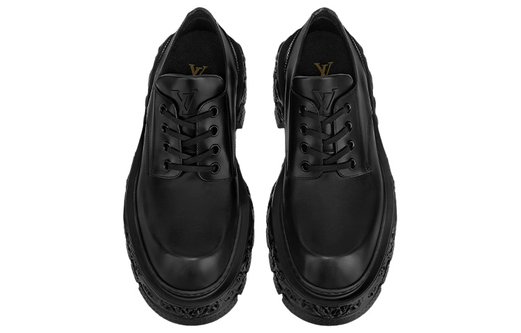 Lookbook Louis Vuitton LV Platform Lace Up Loafers 'Hitam' 1AAHAT