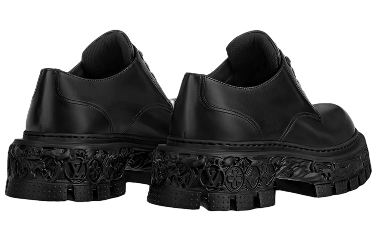 Shop Louis Vuitton LV Platform Lace Up Loafers 'Hitam' 1AAHAT