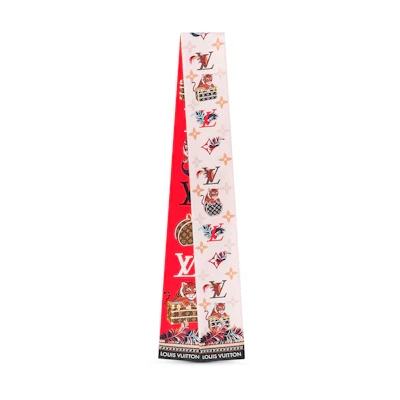 Louis Vuitton LV Precious Tiger Print Hair Tie Red. M77326