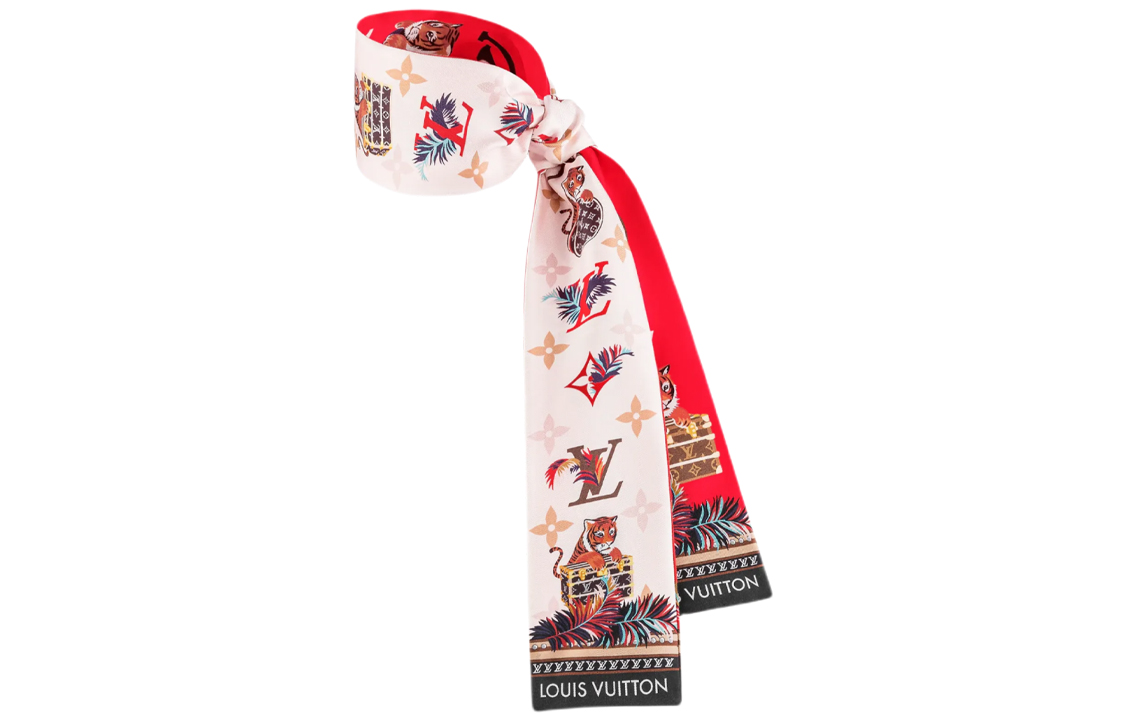 Lookbook Louis Vuitton LV Precious Tiger Print Hair Tie Red. M77326