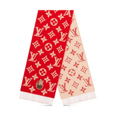 Louis Vuitton LV Precious Tiger Red Scarf Unisex Couples Edition. M77386
