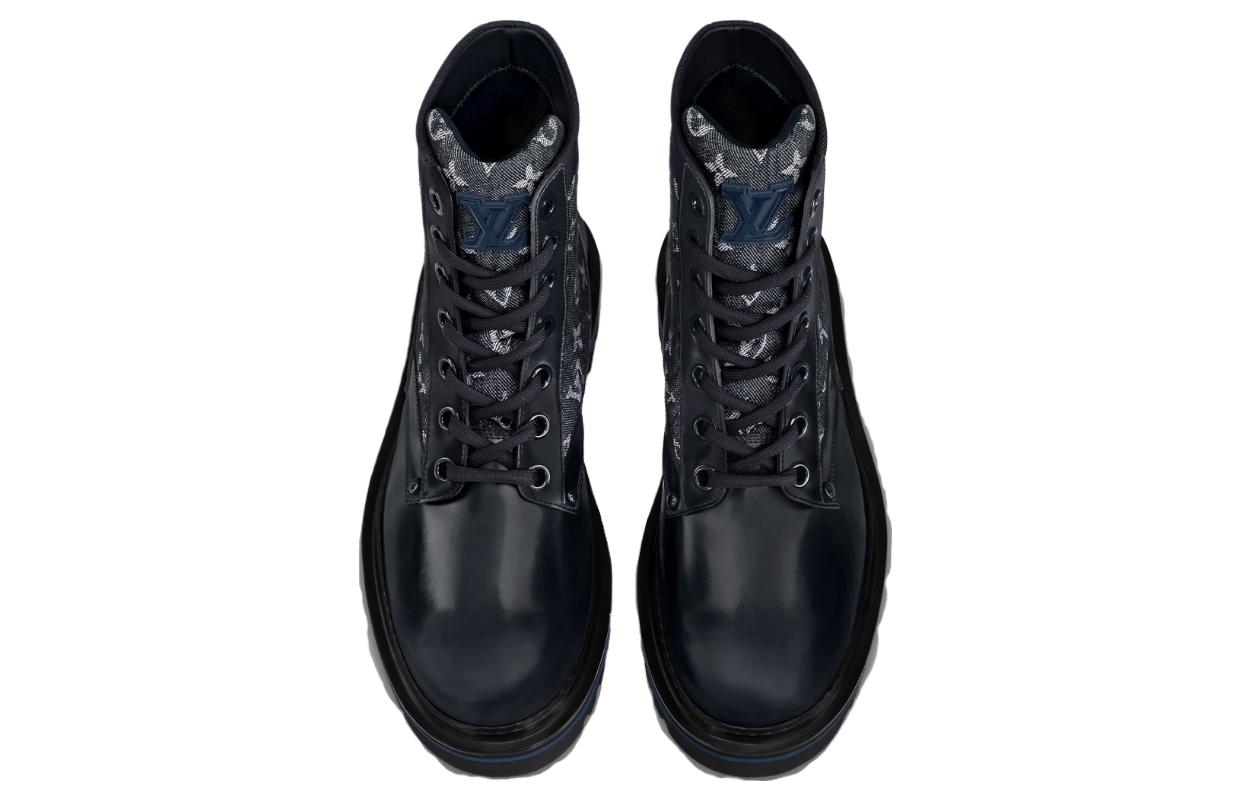 Lookbook 路易威登 系带 圓頭 短靴 男款 海軍藍