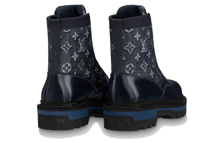 Shop 路易威登 系带 圓頭 短靴 男款 海軍藍