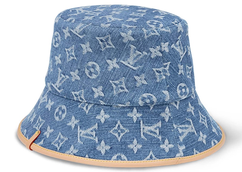 Order Topi Bucket Louis Vuitton LV Remix Monogram Denim Biru