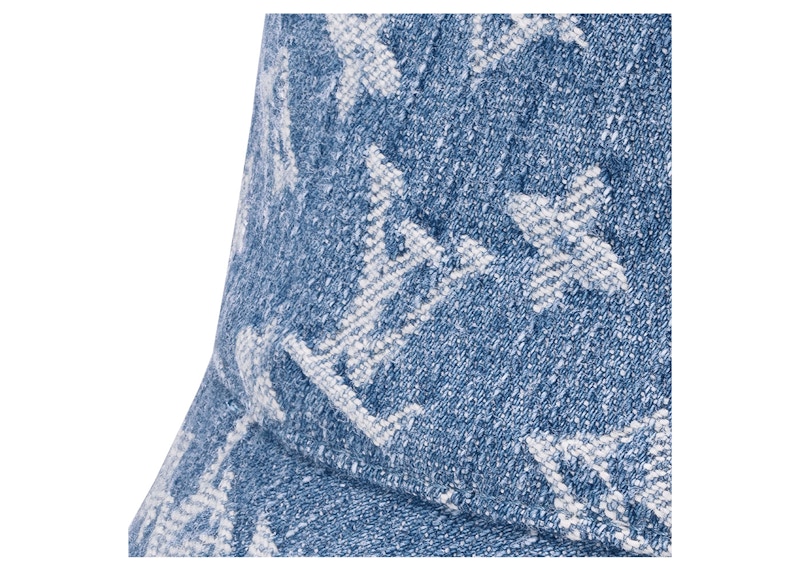 Lookbook Topi Bucket Louis Vuitton LV Remix Monogram Denim Biru