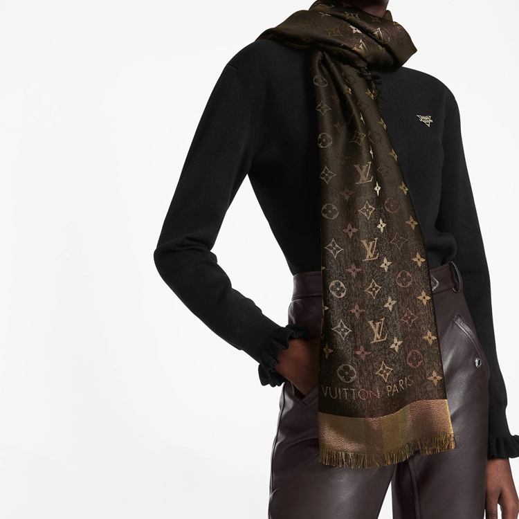 LOUIS VUITTON LV So Shine Print Shawl Brown M71548 圖 5