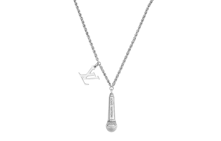 Louis Vuitton LV Sound Microphone Necklace Silver for Men M69458