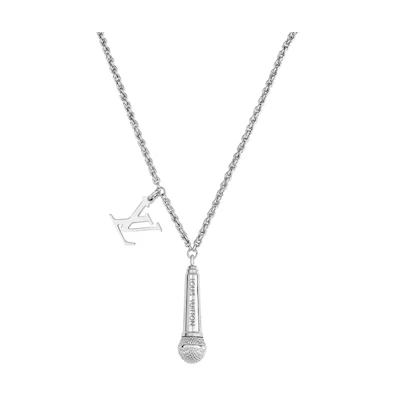 Louis Vuitton LV Sound Microphone Necklace Silver for Men M69458