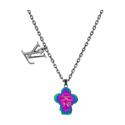 LOUIS VUITTON LV Sound Vivienne Metal Silver Pendant Necklace for Men M69460