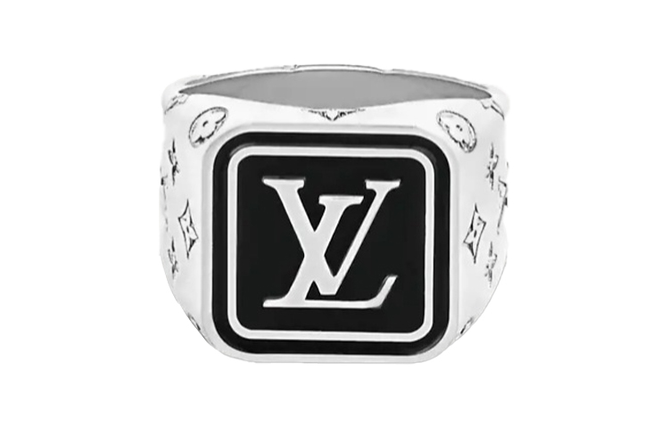 Order LOUIS VUITTON LV Square Logo Ring Black Silver M00322