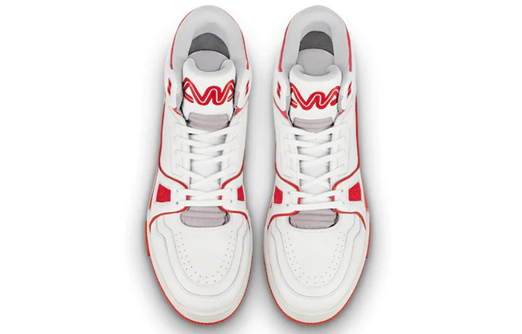 Lookbook LOUIS VUITTON Trainer 中筒運動 時尚板鞋 男款 白紅