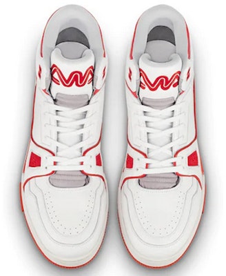 LOUIS VUITTON Trainer 中筒運動 時尚板鞋 男款 白紅 Lookbook LOUIS VUITTON Trainer 中筒運動 時尚板鞋 男款 白紅