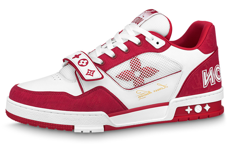 Buy LOUIS VUITTON Trainer 低筒休閒時尚板鞋 男女同款 白紅色