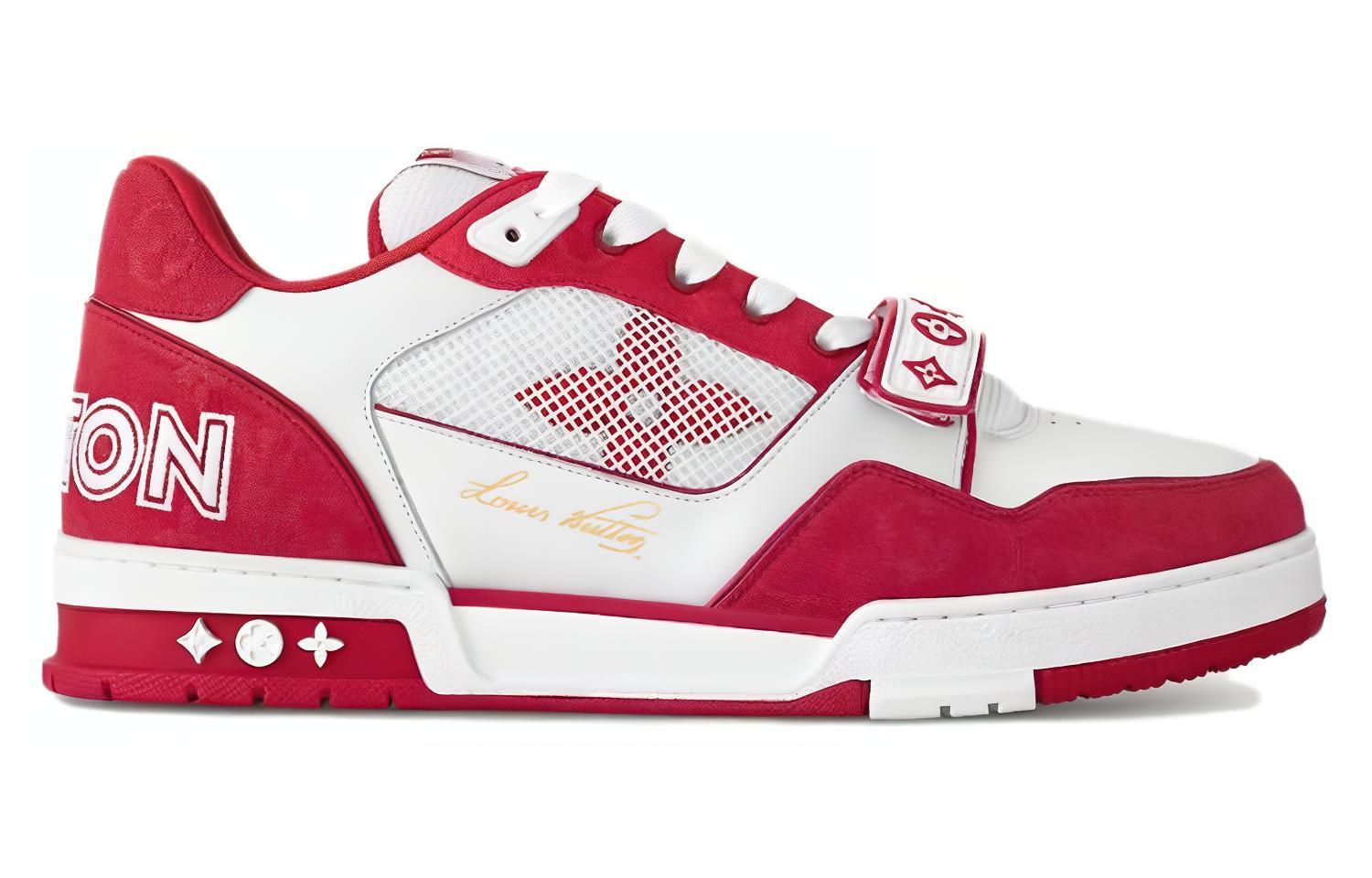 Order LOUIS VUITTON Trainer 低筒休閒時尚板鞋 男女同款 白紅色