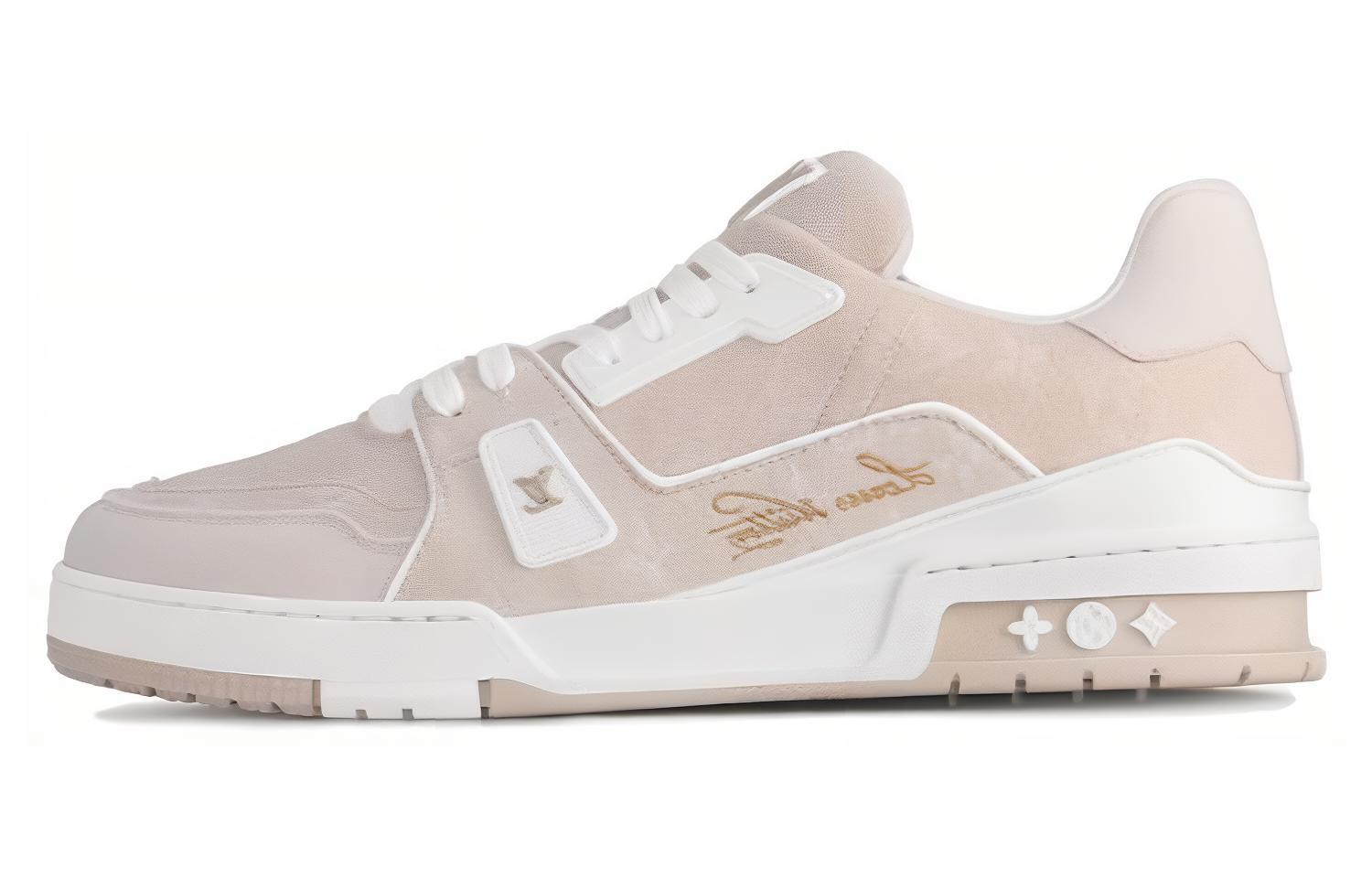 Louis Vuitton LV Trainer Beige White Monogram Denim 'Pink' 1AC68B