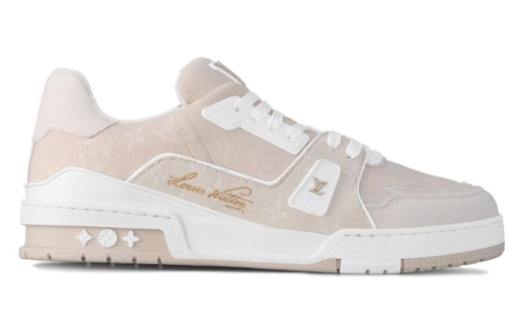 Order Louis Vuitton LV Trainer Beige Blanc Monogram Denim ''Rose'' 1AC68B