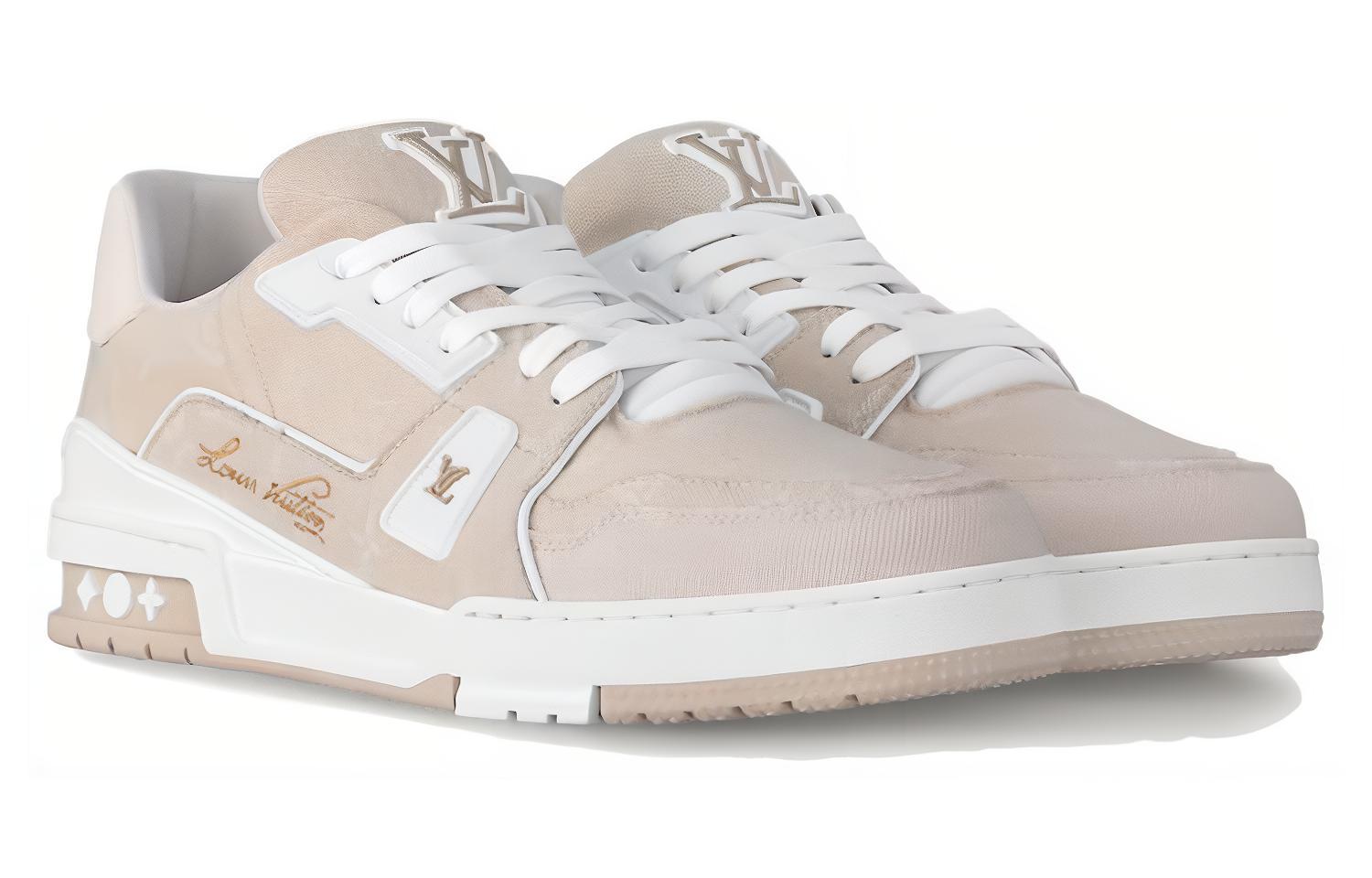 Lookbook Louis Vuitton LV Trainer Beige Blanc Monogram Denim ''Rose'' 1AC68B