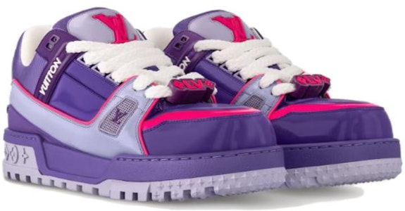 LOUIS VUITTON Trainer Maxi 皮革 圓頭繫帶 低幫 板鞋 男款 紫色 Lookbook LOUIS VUITTON Trainer Maxi 皮革 圓頭繫帶 低幫 板鞋 男款 紫色