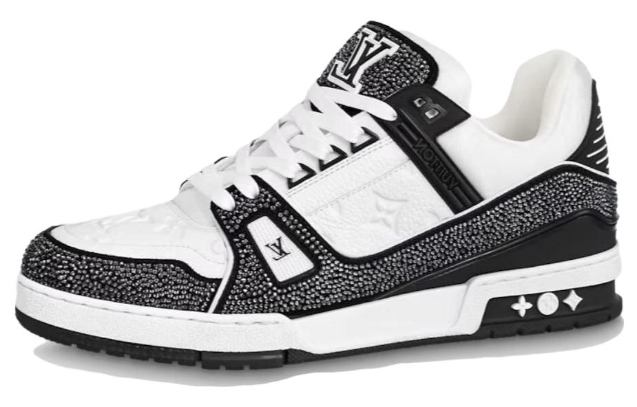 Louis Vuitton LV Trainer Sneakers 'Black White Rhinestones' 1ABM04