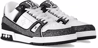 路易威登 皮革水晶低幫系帶時尚板鞋 男女同款 黑白色 Order 路易威登 皮革水晶低幫系帶時尚板鞋 男女同款 黑白色